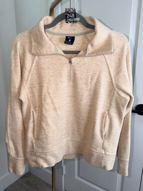 248. Nike Gym Vintage Quarter Zip Pullover Oatmeal Heather Thermal Knit
